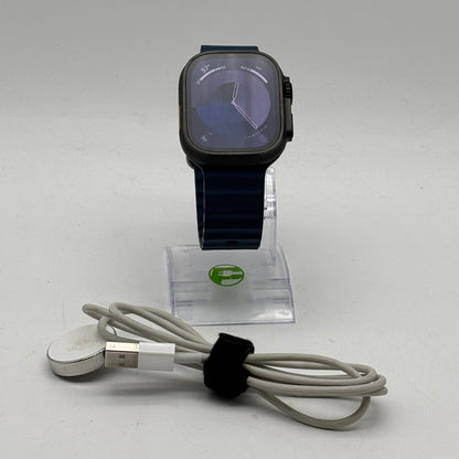 Unlocked Apple Watch Ultra 2 49MM Black Titanium Blue Ocean Band MX4V3LW/A