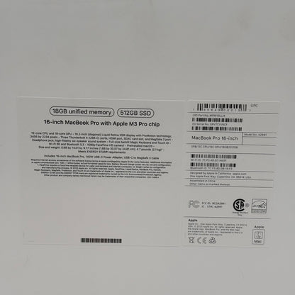 2023 Apple MacBook Pro 16" M3 Pro 4.0GHz 18GB RAM 512GB SSD A2991