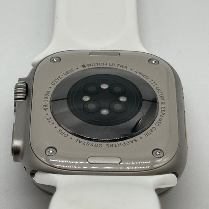 Unlocked Apple Watch Ultra 49MM Natural Titanium White Sport Band