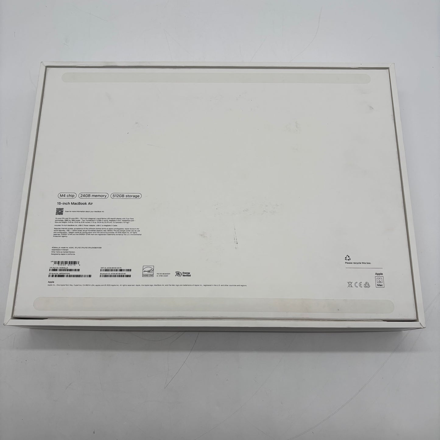 2025 Apple MacBook Air 15" M4 10 Core 4.5GHz 24GB RAM 512GB SSD A3241