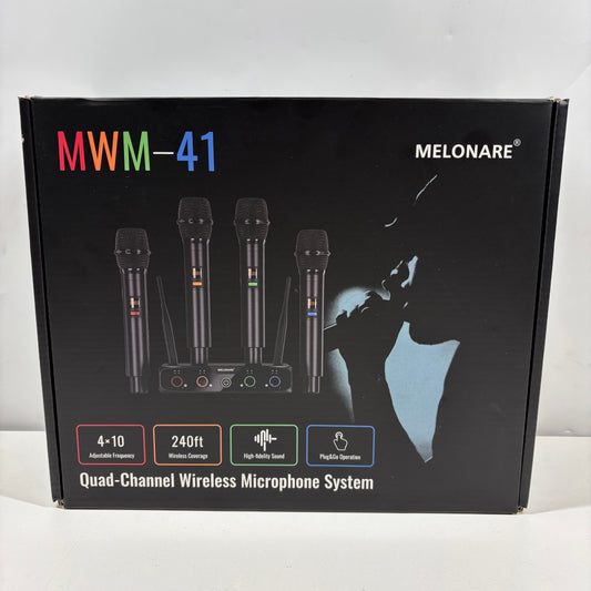 New Melonare MWM-41 50Hz-15KHz Quad-Channel Wireless Microphone System