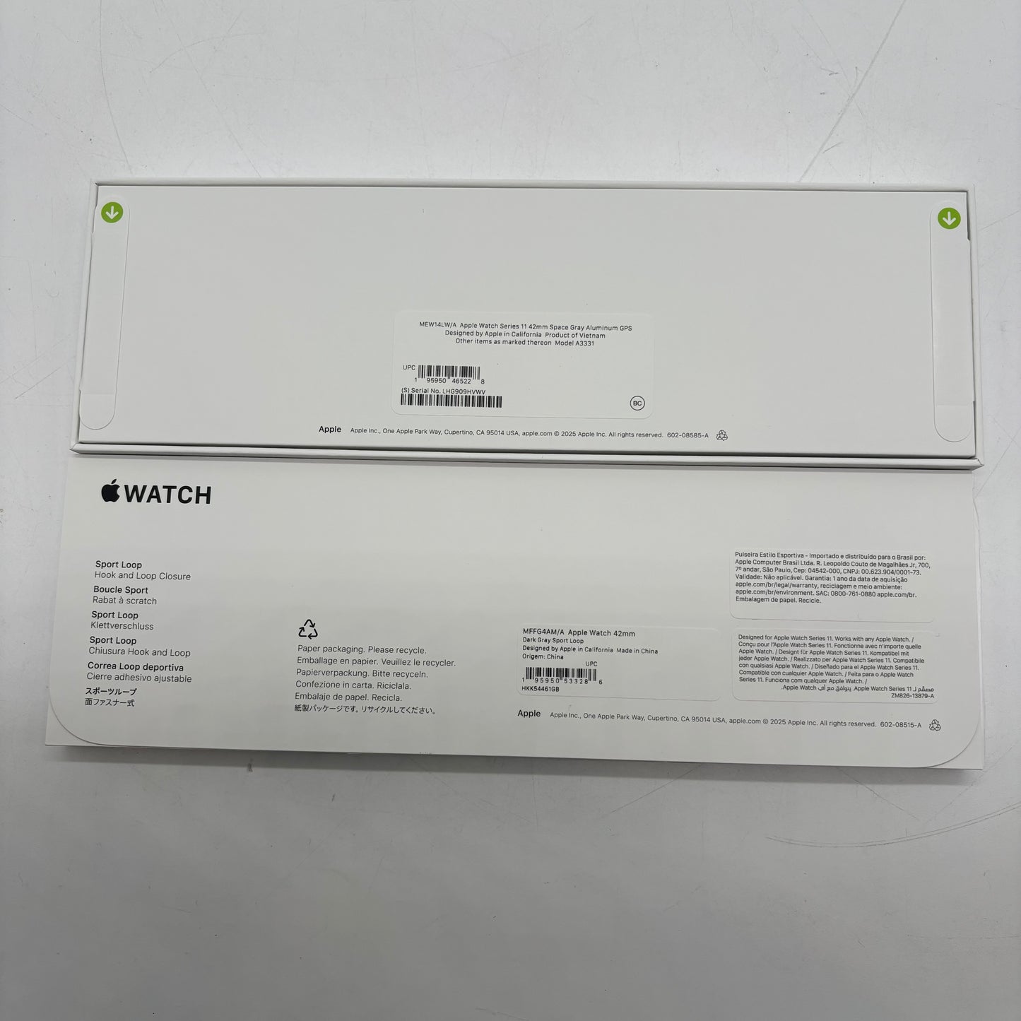 New GPS Only Apple Watch Series 11 42MM Space Gray Aluminum Dark Gray Sport Loop