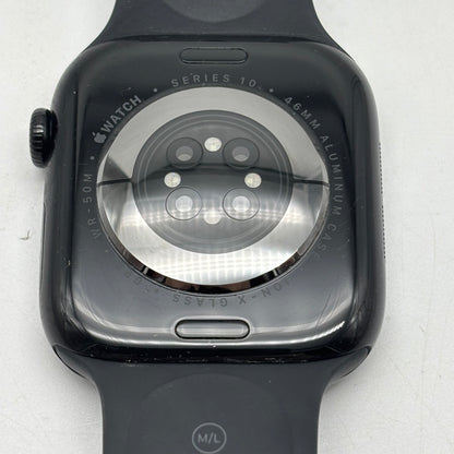 GPS Only Apple Watch Series 10 46MM Jet Black Aluminum Black Sport Band 