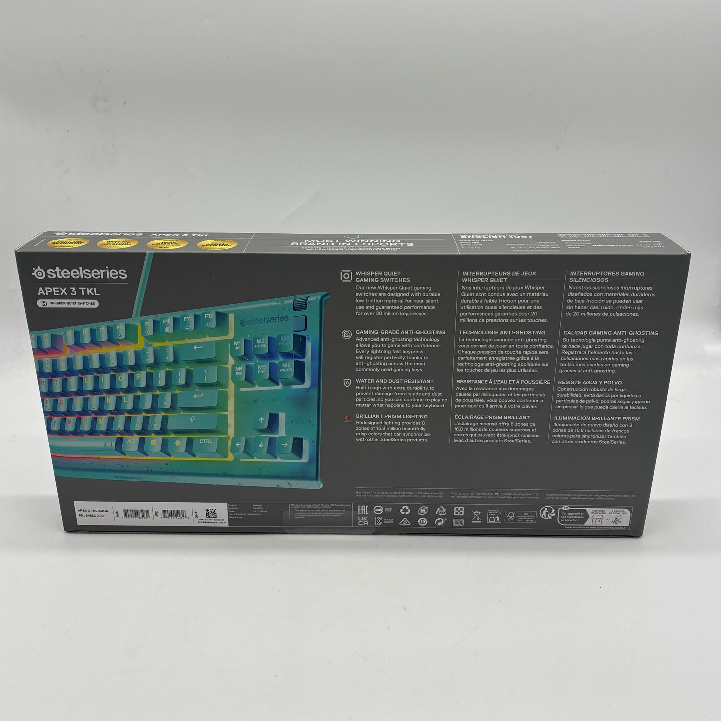 New SteelSeries Apex TKL Compact Gaming Keyboard Aqua