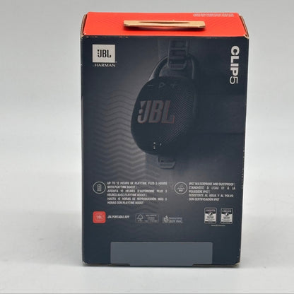 New JBL Clip5 Bluetooth Speaker JBLCLIP5BLKAM