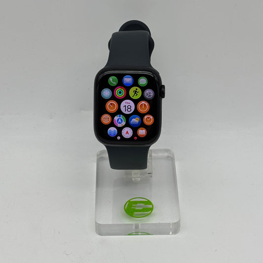 GPS Only Apple Watch Series 7 45MM Black Aluminum Black Sport Band MKN53LL/A