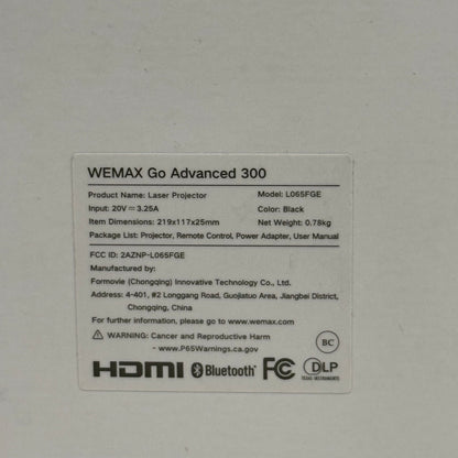 WEMAX Go Advanced 300 Full HD 1080P 600 ANSI Lumens ALPD Laser Projector L065FGE