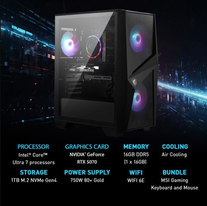 New MSI Codex R2 AI 2nd Core Ultra 7 265F 5.3GHz 16GB RAM 1TB SSD RTX 5070