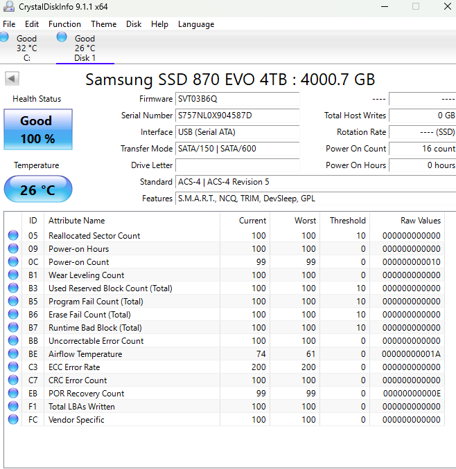 Samsung 2.5" 870 EVO 4TB SATA III 6Gbps SSD MZ-77E4T0