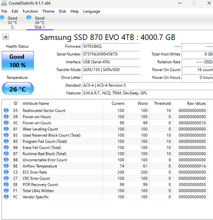 Samsung 2.5" 870 EVO 4TB SATA III 6Gbps SSD MZ-77E4T0