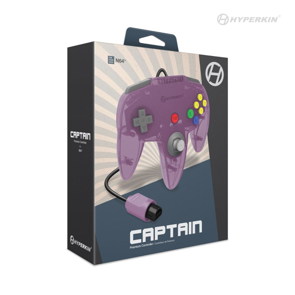 New Hyperkin Captain Wired N64 Purple Controller M07260-AP